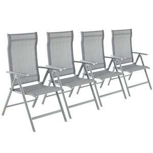 SONGMICS 4pcs High-Back Outdoor Furniture <strong>Folding</strong> Beach Picnic <strong>Chair</strong> Adjustable Aluminium Frame Camping Garden <strong>Chairs</strong> - Product Image 1