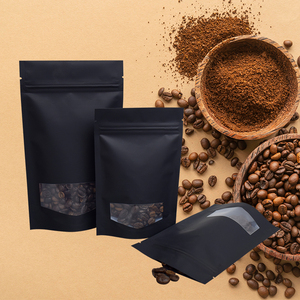 LT tùy chỉnh in tái sử dụng chống trẻ em dây kéo nhôm lá cà phê mờ nhựa đen đứng lên bao bì túi với cửa sổ - Product Image 6