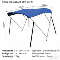 Kanopi Bimini Kapal Pontun Kain Oxford 600D/1200D Tahan Air, Rangka Aluminium Matte 4 Busur, Pelindung UV, Penutup Tenda Kapal