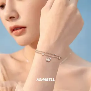 2022 nouvelle lumière luxe niche ginkgo biloba bracelet filles en argent sterling envoyer copines jeton main bijoux cadeau d'anniversaire