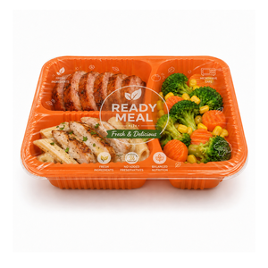 3 Compartment Disposable PP Lunch Box Microwave Safe Takeaway Food Container Blister <b>Tray</b> Custom Logo - Product Image 2