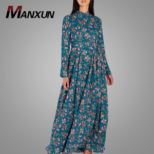 Dubai Abaya Modest Prints abito Jubah musulmano a maniche lunghe elegante abbigliamento <span class=keywords><strong>etnico</strong></span> islamico <span class=keywords><strong>Online</strong></span> - Product Image 1