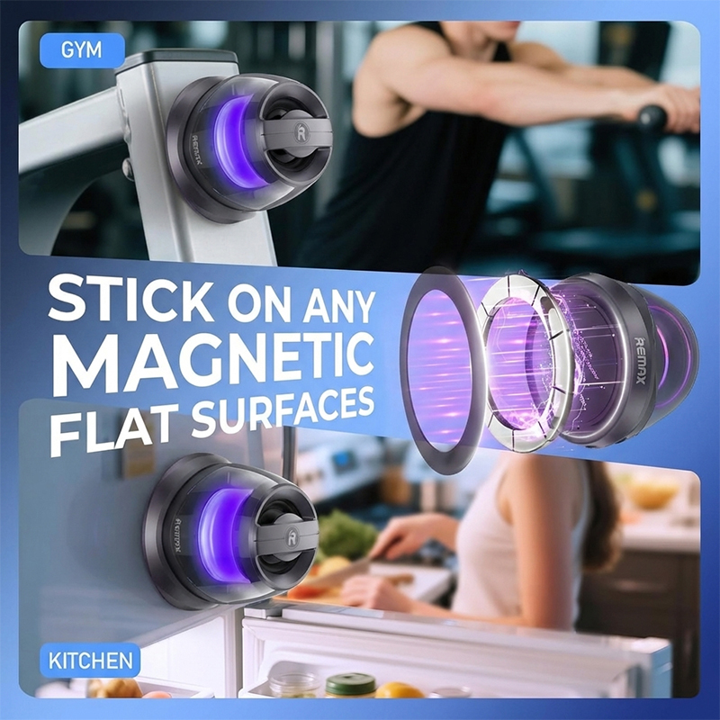 Remax Mini Magnetic Bluetooth Speaker 3H Playtime TWS RGB Light Loudspeaker 5W Internal-Magnet Speaker for Outdoor Travel · image 2