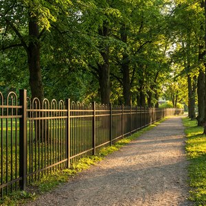 Clôture <span class=keywords><strong>de</strong></span> <span class=keywords><strong>jardin</strong></span> <span class=keywords><strong>en</strong></span> <span class=keywords><strong>fer</strong></span> forgé à sommet arqué, facile à assembler, décorative, avec sommet à nœuds, pour la protection résidentielle - Product Image 2