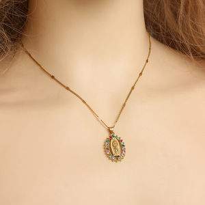 Nuevo Collar de Moda con Colgante de Diamantes de la Virgen María, Colgante Religioso de Cristal para Mujer, Accesorios de la Virgen María - Product Image 3