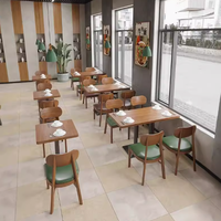 Usine Foshan moderne Café en bois massif Café Restaurant Café Cabine personnalisable Canapé commercial Table et chaise Combinaison