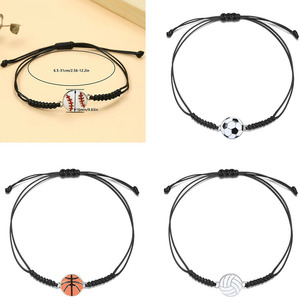 Custom Made Braided Sports <b>Bracelets</b> Adjustable For Men Football Basketball Volleyball Baseball Rugby Fan Party Gift Wristbands - Product Image 1