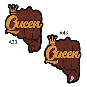 Parches de feminismo de corona de puño de Reina negra con apliques bordados de hierro - Product Image 2