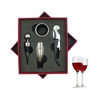 Ouvre-bouteille de vin multifonctionnel en acier inoxydable, ensemble de 4 pièces, écologique, coffret cadeau, best-seller en ligne - Product Image 1