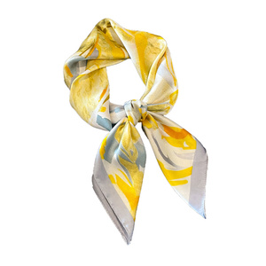 Eleganter <span class=keywords><strong>Off</strong></span>-<span class=keywords><strong>White</strong></span> Satin-Seidenschal mit geometrischem griechischem Schlüsselmuster, 50 cm quadratisches Kopftuch für Damen - Product Image 4