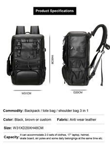 Sac à dos de sport et de fitness polyvalent en cuir PU, sac de voyage, de randonnée, de camping, de cyclisme, de casque, de skateboard, de ski - Product Image 5
