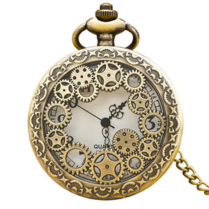 Diversi modelli catena pendente quarzo bronzo cassa orologio 47MM ingranaggio orologi da tasca cavi - Product Image 6