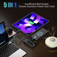 USB C Hub portabel 5 in 1 dengan sakelar On/Off Individual Splitter sangat baik permukaan buku Mac Laptop iPhone-USB 3.1 kompatibel