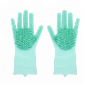 Gants de toilettage pour animaux de compagnie, épaisseur moyenne, résistants à la chaleur, en silicone, pour le bain des chiens et des chats, avec une conception améliorée à cinq doigts pour le massage - Product Image 1