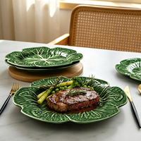 Plato llano de porcelana de ceniza de hueso con diseño de repollo y plato de presentación festoneado, para bodas en hoteles.