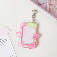 Tempat Kartu Transparan Motif Buah Kartun untuk Pelajar, Merchandise Idol, Photocard 3-inci, Tempat Kartu Guka, Tempat Kartu