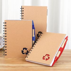 2026 Trending Products Supplier Student Loose Leaf Kraft Paper Coil Recycled Hand <b>Book</b> Ballpoint Pen Promotional Notebook Gift - Product Image 3