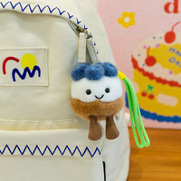 Peluche Gâteau d'Anniversaire Kawaii avec Fruits - Poupée en Peluche Fraise Mangue Myrtille, Cadeau Mignon pour Enfants et Tout-Petits