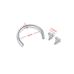 Anneau de nez en acier inoxydable en forme de U, incrusté de zircon 5A, entièrement serti de diamants, unisexe, pour piercing corporel de mariage, bijoux d'usine - Product Image 5