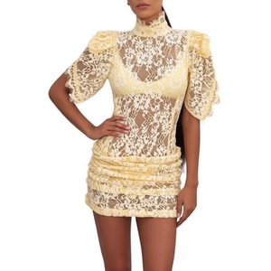 เดรสสั้นรัดรูปคอสูงแต่งระบายลูกไม้สำหรับผู้หญิง แฟชั่น Sehe - Product Image 2