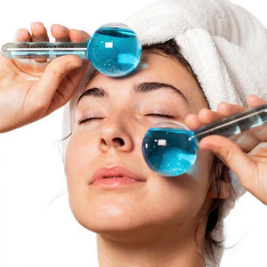 Esferas de hielo Myrva, bolas de masaje frías de vidrio para la cara, uso doméstico, color azul - Product Image 1