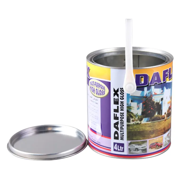 Lata de metal quadrada redonda de 1 litro para pintura com tampas, balde de tinta vazio para soldagem corporal, latas de 1L/Galão de fábrica para pintura transparente