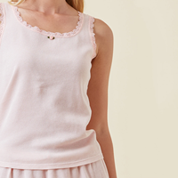 Ensemble de pyjama doux en maille gaufrée pour femme, 2 pièces : caraco et shorty, ensemble de détente uni avec bordure en dentelle, col rond, extensible, pour l'été