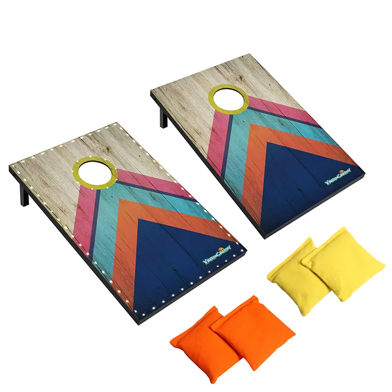 Outdoor Family Sport Sandbag Toss Game Bean Bags Cornhole toss games set with LED light for kids and adults