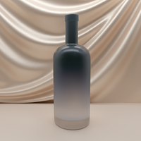 Botol Minuman Keras Kaca Bulat Premium Classic 700ml Warna Ombre/Gradient dengan Segel Gabus - Langsung dari Pabrik untuk Kemasan Vodka Tequila