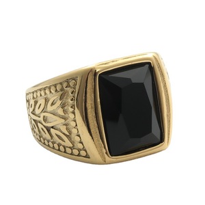 Bague carrée géométrique pour homme avec pierre précieuse rouge et noire sertie en clos, style rétro punk, bijoux en acier inoxydable, cadeau Dongguan 280683 - Product Image 2