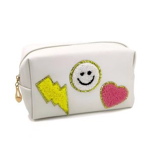 Bolsa <span class=keywords><strong>de</strong></span> Maquillaje Impermeable <span class=keywords><strong>de</strong></span> Cuero PU a la Moda con Cierre <span class=keywords><strong>de</strong></span> Cremallera y Letras Rosadas con Diseño <span class=keywords><strong>de</strong></span> Sonrisa, Bolsa <span class=keywords><strong>de</strong></span> Cosméticos - Product Image 6