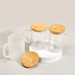 Mug en verre transparent au design classique, 15 oz, avec poignée, pour la maison, le salon, les bouchées quotidiennes - Product Image 5