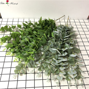 QSLH-S0341ประดิษฐ์สีเขียวไหมสัมผัสจริงใบสีเขียวยูคาลิปตัสเดี่ยวสำหรับตกแต่ง - Product Image 4