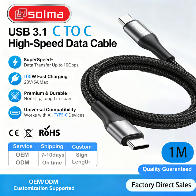 Hot Sale 100W Nylon Type C Super Fast Charging Cable for iPhone Apple Samsung OPPO OnePlus