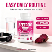 Poudre de racine de betterave en capsules végétales 1300mg 60 unités Supplément d'extrait végétal OEM Marque privée