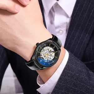 Nuovo orologio meccanico automatico da uomo impermeabile semplice orologio meccanico da lavoro orologio con cinturino in pelle traspirante