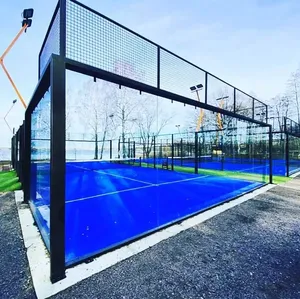 Terrain de padel panoramique extérieur avec toit en acier et verre trempé 10x20m, finition galvanisée à chaud - Vente flash EGS-22072205 Padel Acce - Product Image 1