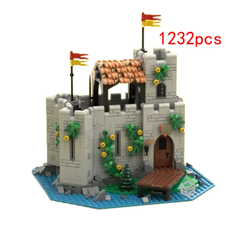 In stock MOC-128617 Lion Knights' Castle Outpost compatible 10305 medieval moc Puzzle assembly toys building blocks set