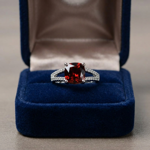 Bague de Fiançailles et de Mariage en Argent Sterling 925 Fait Main avec Grenat Naturel, Sertissage Vintage, Certifiée par un Certificat Tierce Partie - Product Image 3