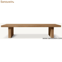 Ensemble de salon moderne en chêne avec canapé 3 places en tissu, fauteuil d'appoint en polaire Teddy et table basse en bois massif