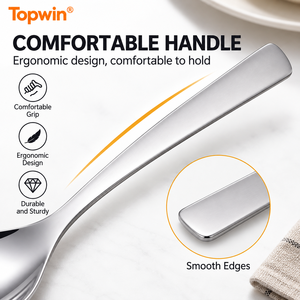 Juego de 6 Cucharas de Sopa de Acero Inoxidable, Pulido Espejo, Estilo Chino, para el Hogar y Restaurantes - Product Image 4