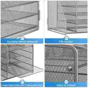 4-Tiers Mesh Metal Desk Organizer for Home Use Office Supplies From China-under Desk <b>Drawer</b> <b>File</b> Trays Crafted Metal Organizer - Product Image 6