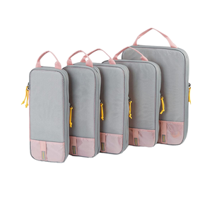 軽量旅行用荷物オーガナイザー 6個セット/4個セット/2個セット 圧縮パッキングキューブ 耐久性のある省スペースバッグ ファッション幾何学模様 - Product Image 1