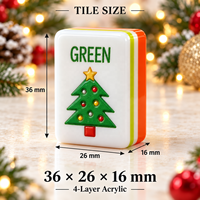 Tuiles de Mahjong Américaines 4 couches, motif de Noël, en stock, OEM ODM, vente en gros, collection de cadeaux de fêtes, ensemble de jeu