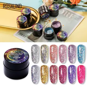 Rosalind - Esmalte de unhas em gel com glitter UV 5ml para venda no atacado, cor arco-íris brilhante, marca própria oem, ideal para unhas