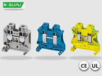 Bloque de terminales de tornillo SUPU TU2.5-2 para carril DIN, conector para cableado de armarios de control 2.5~95mm²