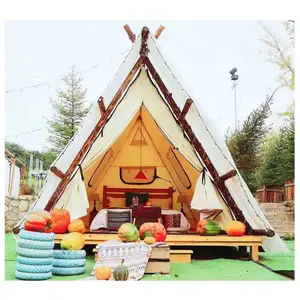 Hersteller 4m 5m 3m TIPI Einzelzimmer Glamping Resort Zelt Wandern Indian Outdoor eine Form Baumwolle Leinwand Zelte für Camping