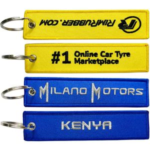 Custom Logo Embroidered Keychain Woven Jet Flight Tag Fabric Business-Targeted Keyholder with Anime Design - Product Image 4