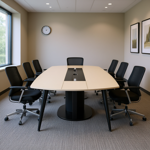 Mesa de Conferencia Moderna en Forma de Barco de 8 Pies para 10 Personas con Estación de Carga, Escritorio para Reuniones de Oficina, Estructura Metálica, Fácil Montaje - Product Image 2