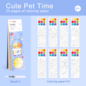 Jouets de voyage pour enfants, livres de coloriage à l'eau, jolis motifs lumineux, livres de peinture avec stylo brosse d'art pour adultes - Product Image 2
